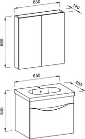 Martin Smile 65 Anthracite  MDF - Πάγκος με Νιπτήρα &amp; Καθρέπτη