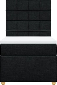 vidaXL Κρεβάτι Boxspring με Στρώμα Μαύρο 90x190 εκ.Υφασμάτινο