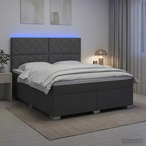 vidaXL Κρεβάτι box spring με στρώμα Σκούρο Γκρι 140 x 190 cm Ύφασμα