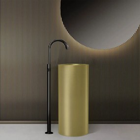 Νιπτήρας Επιδαπέδιος 4609F-LG Φ37,5x85cm Gold Karag Ανοξείδωτο Ατσάλι