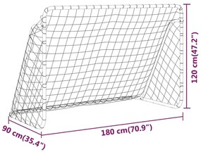 vidaXL Τέρμα Ποδοσφαίρου με Δίχτυ Λευκό 180 x 90 x 120 εκ. Ατσάλινο