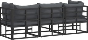 vidaXL Εξωτερικά Έπιπλα 3 Τεμάχιο Μαύρο και Ανθρακί Μέταλλο