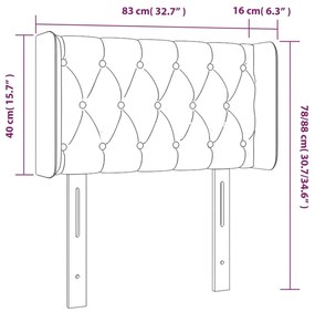 Κεφαλάρι Κρεβατιού LED Μαύρο 83x16x78/88 εκ. Βελούδινο - Μαύρο