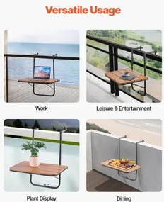 VEVOR Balcony Hanging Table 25 x 24 in Patio Railing Bar Table Adjusable