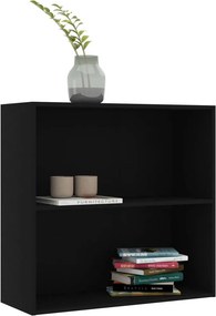 vidaXL Βιβλιοθήκη με 2 Ράφια Μαύρη 80x30x76,5 εκ. από Επεξ. Ξύλο