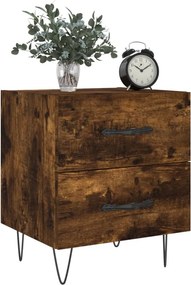 vidaXL Κομοδίνα 2 τεμ. Καπνιστή Δρυς 40 x 35 x 47,5 εκ. Επεξεργ. Ξύλο