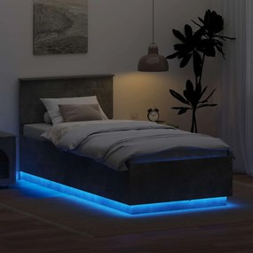 vidaXL Σκελετός Κρεβατιού με κεφαλάρι Σκυρόδεμα Γκρι 90 x 200 cm