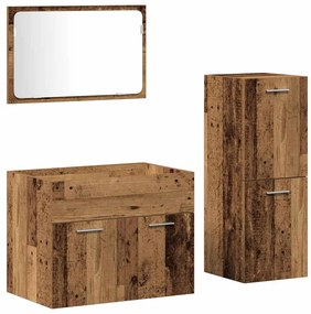 vidaXL Σειρά επίπλων μπάνιου 3 pcs Παλιό Ξύλο 60 x 38.5 x 46 cm
