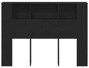 vidaXL Κρεβάτι με Κεφαλάρι Μαύρη δρυς 140 x 19 x 104.5 εκ.
