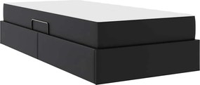 vidaXL Κρεβάτι με αποθηκευτικό χώρο και στρώμα 2 pcs Μαύρο Δέρμα