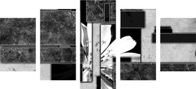 Αφαίρεση λουλουδιών 5 μερών σε μαύρο & άσπρο - 100x50
