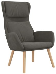 vidaXL Πολυθρόνα Relax Σκούρο Γκρι Βελούδινη με Σκαμπό