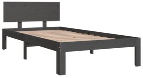 vidaXL Πλαίσιο Κρεβατιού Γκρι 90 x 190 εκ. από Μασίφ Ξύλο 3FT Single