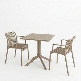 Τραπεζαρία Groovy Zoi pakoworld σετ 3τεμ cappuccino PP 60x60x76εκ