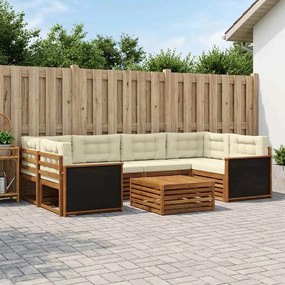 vidaXL Σειρά Καναπέ Εξωτερικού 7 pcs Φυσικό και Κρέμα Πολυεστέρας