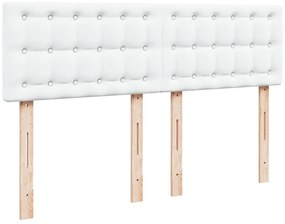 vidaXL Κρεβάτι Boxspring με Στρώμα Λευκό 160x200εκ.από Συνθετικό Δέρμα