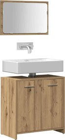 vidaXL Ντουλάπι μπάνιου με καθρέφτη Ξύλο Τεχνικής Δρυς