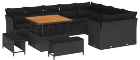 Σετ Καναπέ Κήπου με μαξιλάρι με αποθήκευση 12 pcs Μαύρο