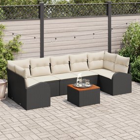 vidaXL Σετ Καναπέ Κήπου 8 pcs Μαύρος, λευκός Μεσαίος