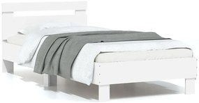 vidaXL Πλαίσιο Κρεβατιού με Κεφαλάρι &amp; λυχνίες LED Λευκό 75 x 190 εκ.