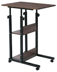 Βοηθητικό Τραπεζάκι LIFT Steel Μαύρο/Σκούρο Καρυδί 60x40x68/85cm