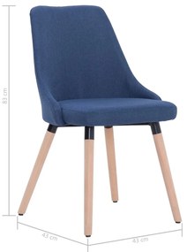Καρέκλες Τραπεζαρίας 2 τεμ. Μπλε Υφασμάτινες - Μπλε