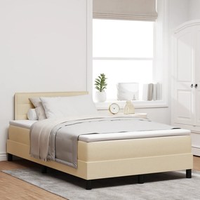 vidaXL Κρεβάτι με Βάση και Στρώμα & LED Κρέμα 120x200 εκ Υφάσματος