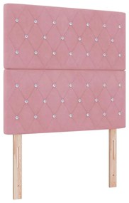 vidaXL Κρεβάτι με ελατήρια με στρώμα Ροζ 90 x 190 cm Βελούδο