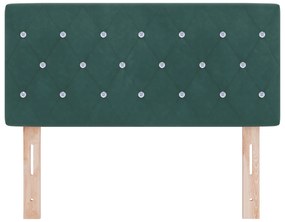 vidaXL LED Κεφαλίδι με Κρυστάλλινα Κουμπιά Σκουροπράσινο 90 εκ. Βελούδο