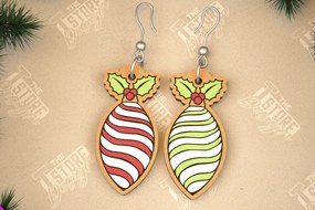 Σετ των 3 Intra απο ξύλο plywood 3mm-4mm πάχος Χριστουγεννιάτικα Σκουλαρίκια | Σχεδιασμός κοσμημάτων |CNC Δίασταση 3x3 cm INTRAFABR-105341014