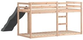 vidaXL Κουκέτα με Τσουλήθρα/Σκάλα 90x190 εκ. από Μασίφ Ξύλο Πεύκου