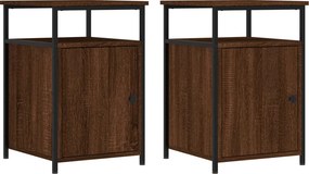 vidaXL Κομοδίνα 2 τεμ. Καφέ Δρυ 40x42x60 εκ. από Επεξεργ. Ξύλο