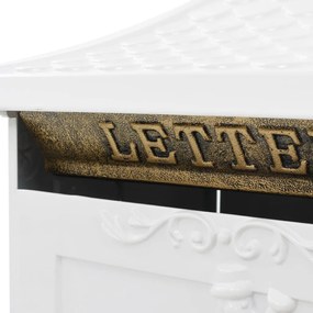 vidaXL Γραμματοκιβώτιο με Βάση Vintage Στιλ Λευκό Αντοχή στη Σκουριά