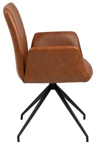 Καρέκλα Oakland 353, Καφέ, Μαύρο, 88x59x59cm, 8 kg, Οικολογικό δέρμα, Μεταλλικά, Μπράτσα | Epipla1.gr
