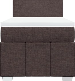 vidaXL Κρεβάτι Boxspring με Στρώμα Σκούρο Καφέ 100x200 εκ. Υφασμάτινο