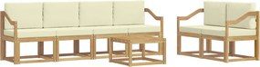 vidaXL Σειρά Καναπέ Εξωτερικού με μαξιλάρι 7 pcs Λευκό και Κρεμ
