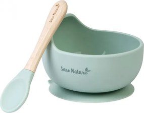 Σετ φαγητού bowl &amp; κουτάλι Saro Nordic Wave Mint 4+m