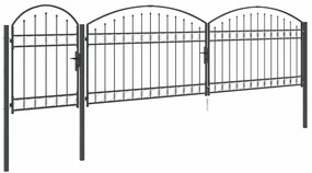 vidaXL Πύλη Κήπου με Καμπύλη Κορυφή Γκρι 500 x 100 cm Ατσάλι