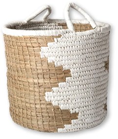 Basket S Line χειροποίητο με άσπρα μοτίβα και χερούλια MR.10-0M