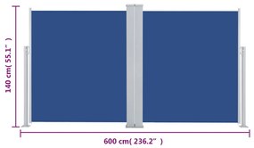 Σκίαστρο Πλαϊνό Συρόμενο Μπλε 140 x 600 εκ. - Μπλε