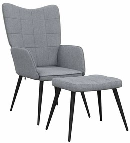 vidaXL Πολυθρόνα Relax Ανοιχτό Γκρι Υφασμάτινη με Σκαμπό