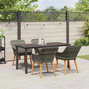 vidaXL Σέτ φαγητού για κήπο με μαξιλάρι 5 pcs Γκρι συνθετικό ρατάν