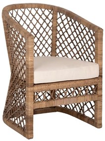 Πολυθρόνα Mpiko HM5990 Με Μαξιλάρι 64x68x87cm Rattan Natural-Ecru