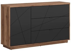 Σιφονιέρα Boston CE100, Μαύρο, Σκούρα βελανιδιά delano, Με συρτάρια και ντουλάπια, Αριθμός συρταριών: 3, 93x156x43cm, 66 kg | Epipla1.gr