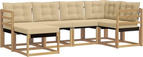 vidaXL Σειρά Καναπέ Εξωτερικού με μαξιλάρι 6 pcs Λευκό και Μπεζ