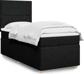 vidaXL Κρεβάτι Boxspring με Στρώμα Μαύρο 90x190 εκ.Υφασμάτινο