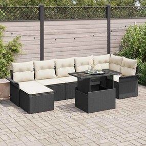 vidaXL Σετ Καναπέ Κήπου με μαξιλάρι 8 pcs Μαύρο Πολυ ράταν