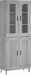 vidaXL Ντουλάπι Γκρι Sonoma 69,5 x 34 x 180 εκ. Επεξεργασμένο Ξύλο