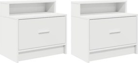 vidaXL Κομοδίνα με συρτάρι 2 τεμάχια Λευκό 51x31x47 cm