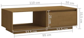 Τραπεζάκι Σαλονιού Καφέ Μελί 110x50x33,5 εκ. Μασίφ Ξύλο Πεύκου - Καφέ